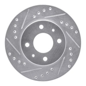 Nissan Lucino Brake Rotor (1) - Front Left - R1 Concepts - Drilled & Slotted - Silver - `95-`00